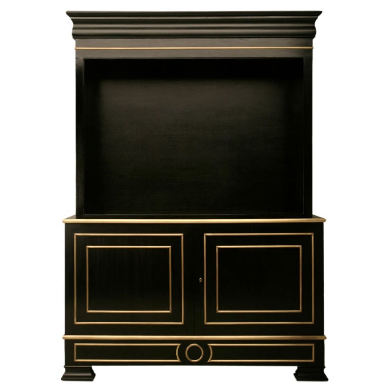 Jansen Inspired Ebonized Mahogany Bookcase with Bronze Trim in Any Dimension