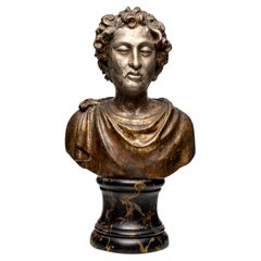 Antique Classical Carved Giltwood Bust of a Roman