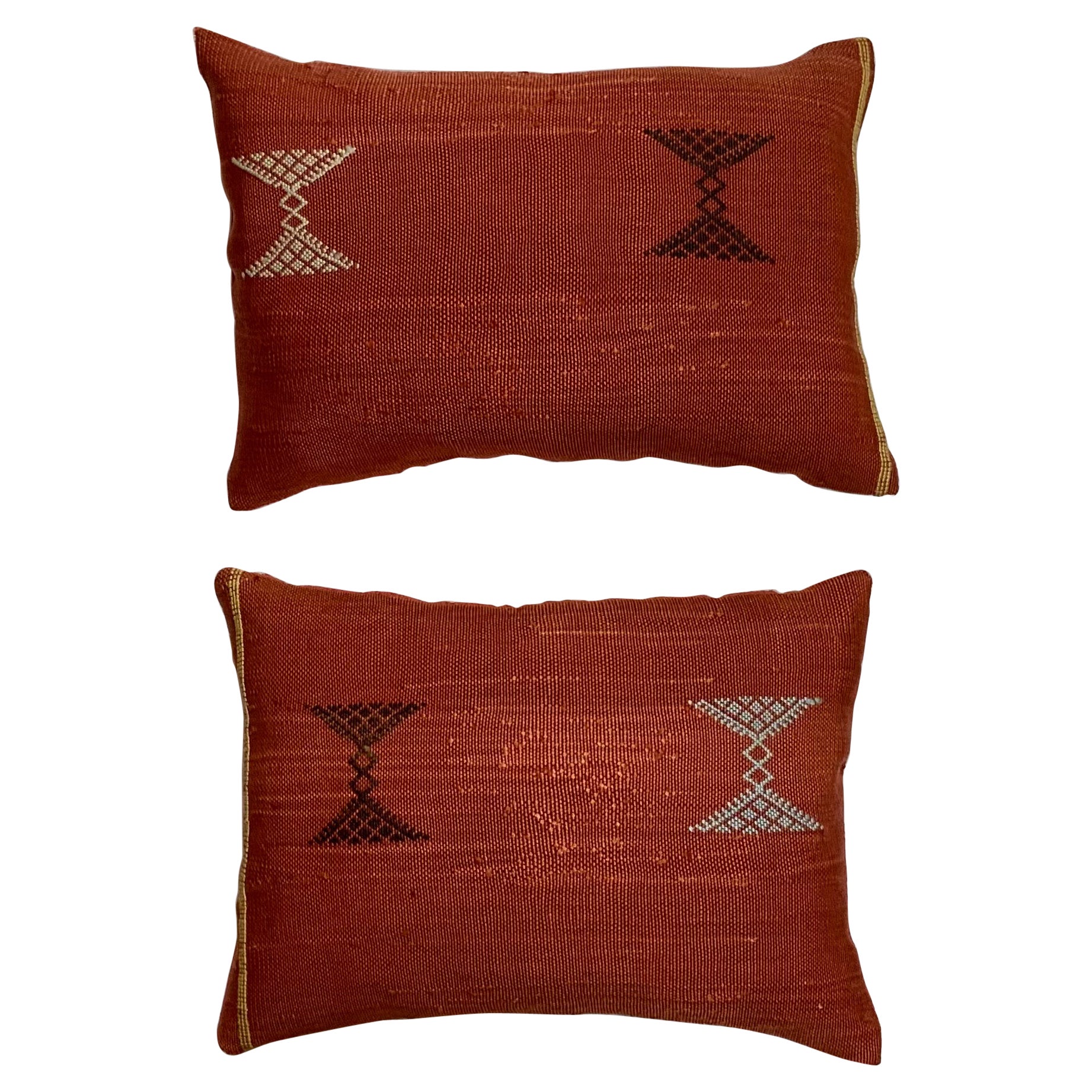 Pair of Cactus Silk Red Pillow