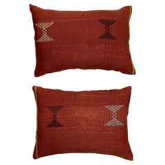 Pair of Cactus Silk Red Pillow