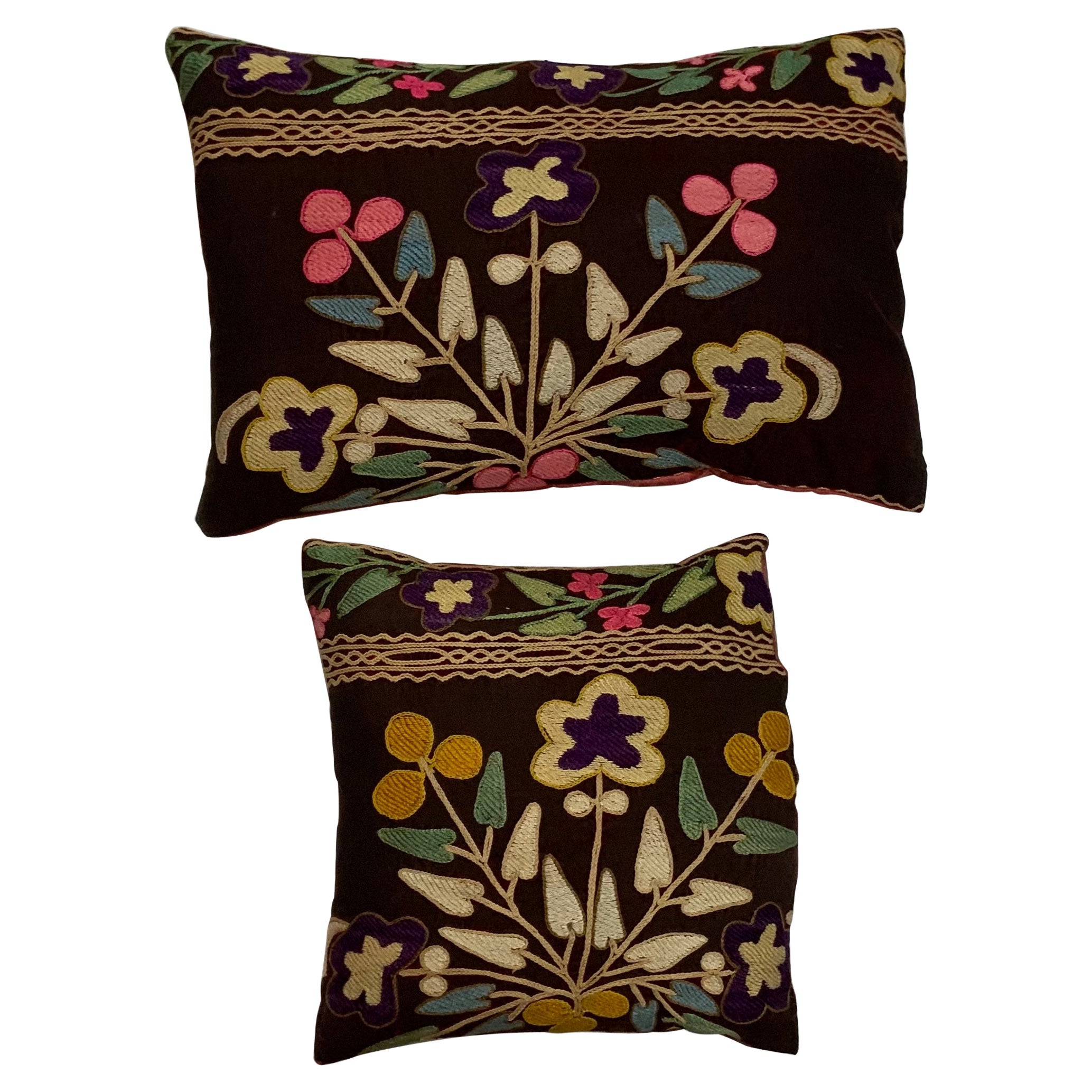 Pair of Vintage Suzani Pillows at 1stDibs