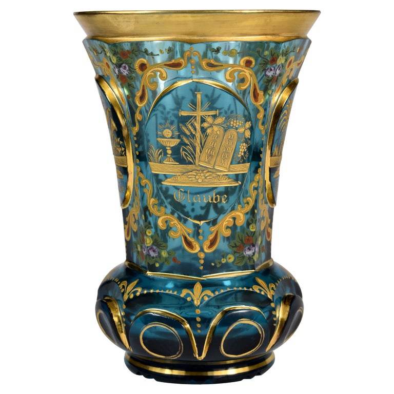 Goblet Hand Cut, Engraved and Painted Symbolism, Faith of Hope Love and