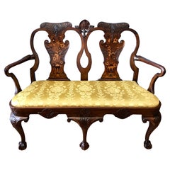19th Century Carved and Inlaid Settee