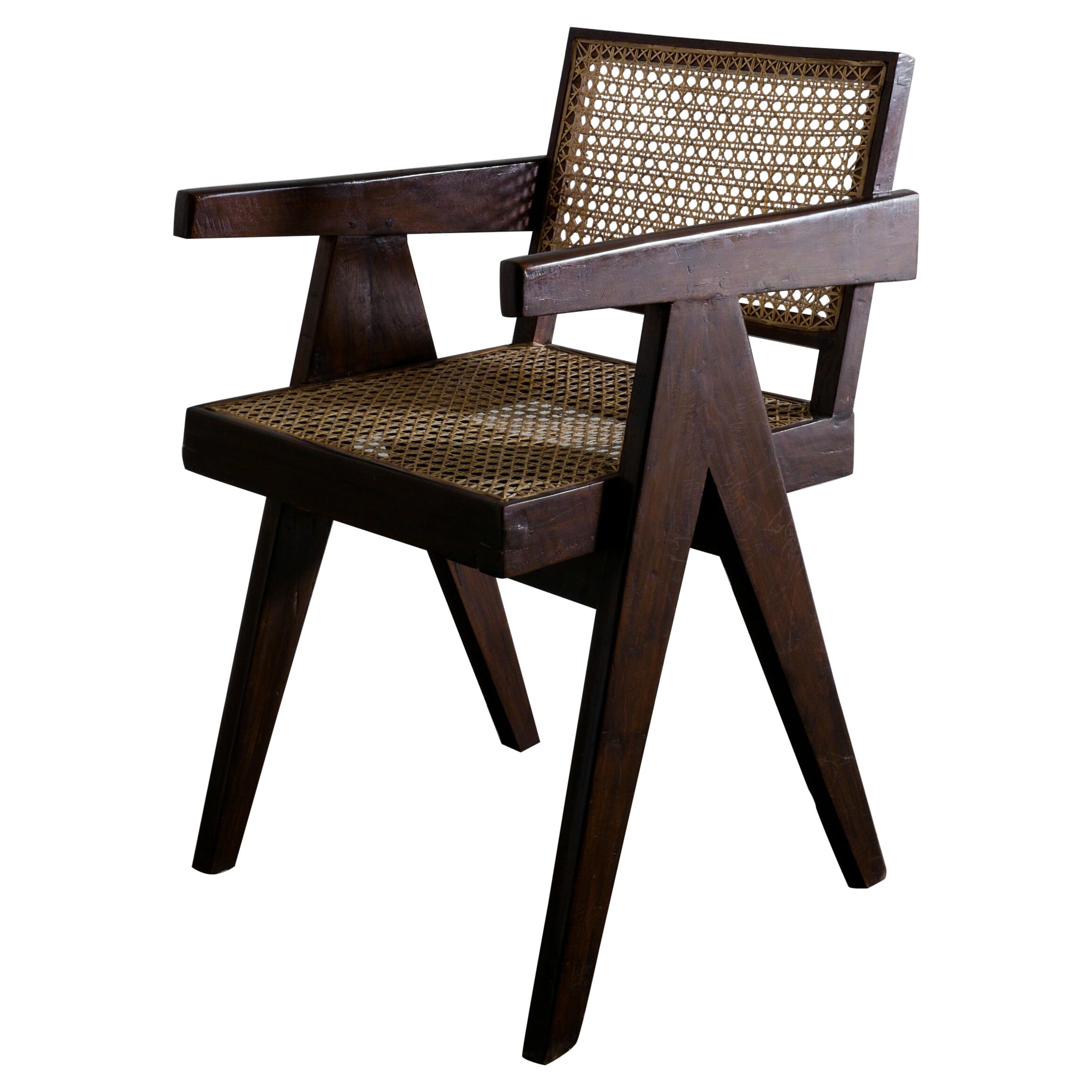 Pierre Jeanneret Teak Mid-Century "Office Chair" for Chandigarh, India, 1950s