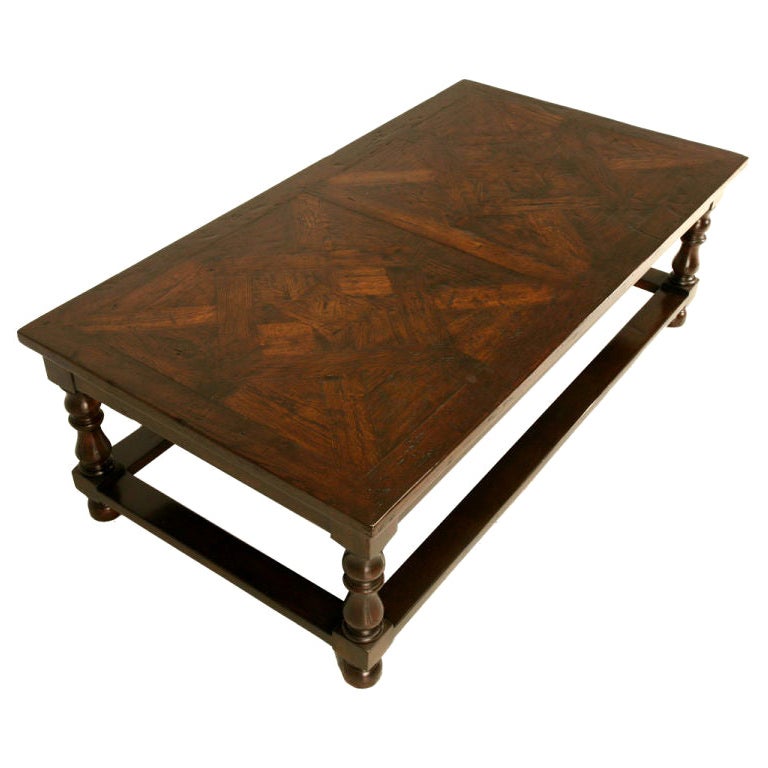 Stunning Large (60") Solid Oak Parquet Topped Coffee Table at 1stDibs
