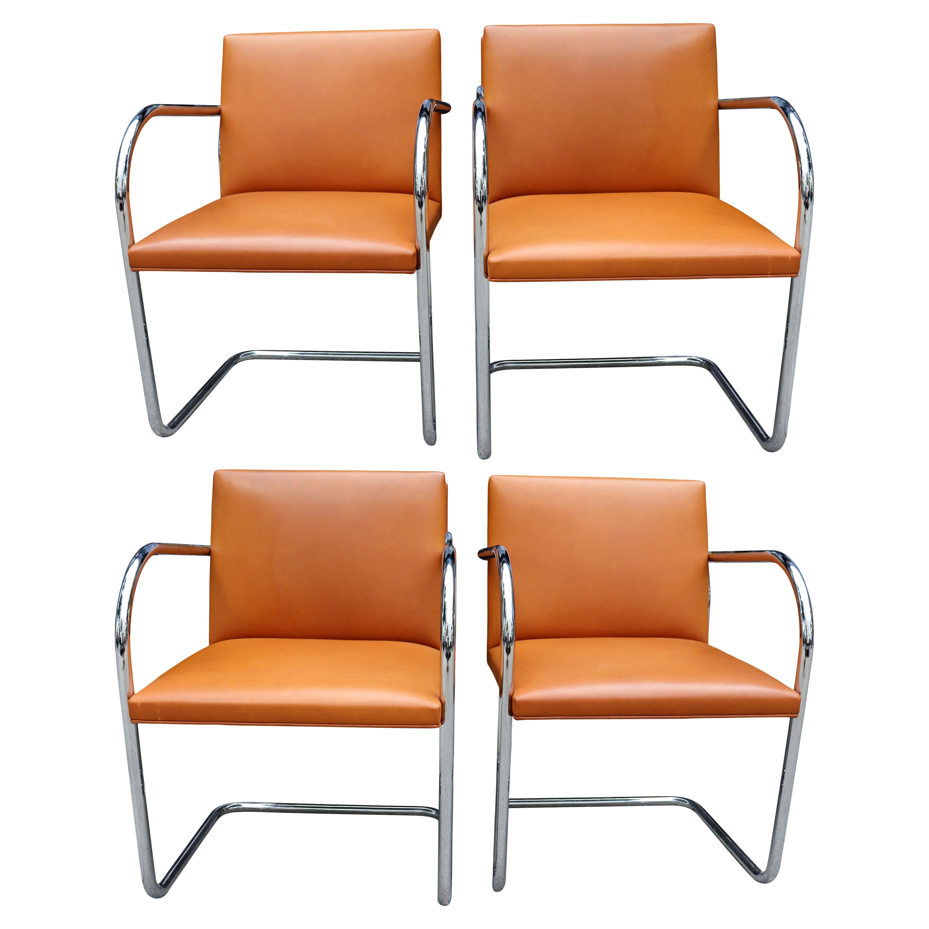 Authentic Set of Four Midcentury Knoll Brno Chairs by Mies van der Rohe