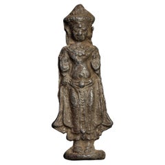 18/19thc Cambodian Alloy Plaque or Amulet Naga Buddha, 7148