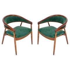 Set of Two Vintage James Mont Bent Beech Armchairs, Dark Green, Europe, 1960s