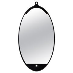 Black Leather Modern Long Oval Fairmount Wall Mirror