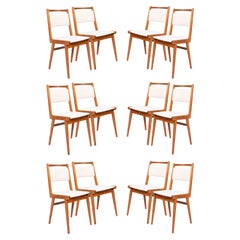 Set of Twelve 20th Century White Velvet Chairs, Poland, 1960s