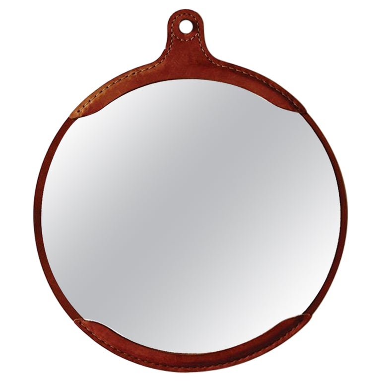 Modern Tan Leather Fairmount Wall Mirror For Sale at 1stDibs leather