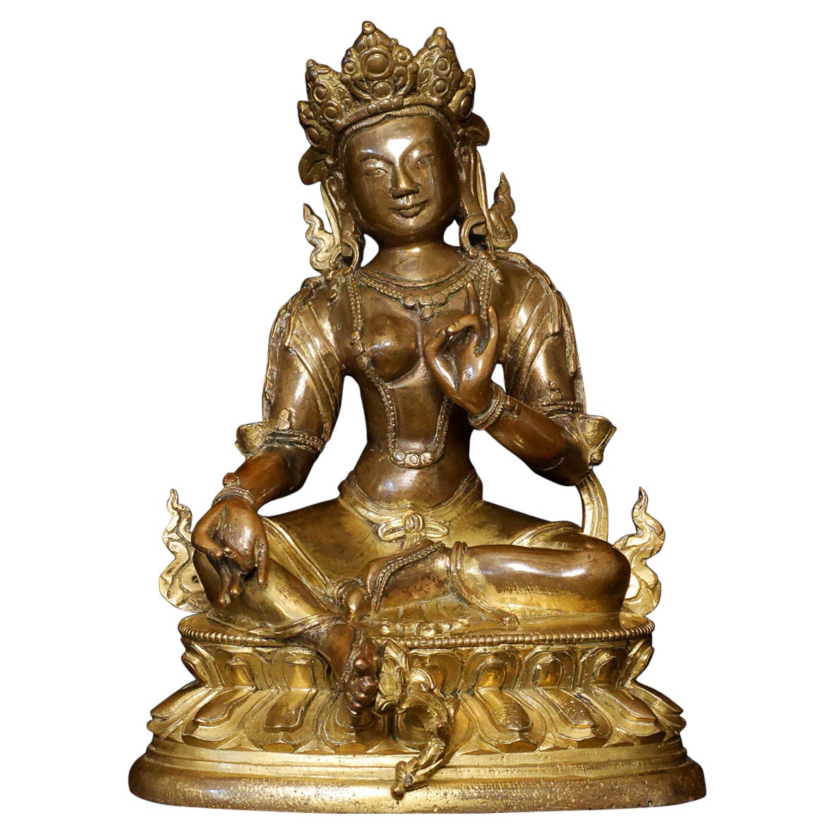 17/18thC Heavy Tibetan Bodhisattva, 9461 For Sale