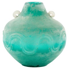 Seguso Italian Post-Modern Murano Scavo Art Glass Vessel