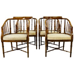 Drexel Campaign Style Dining Room Arm Chairs, Set of 4