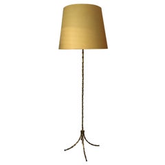 Gilt Bronze Faux Bamboo Floor Lamp Attributed to Maison Bagues, France 1960