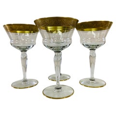 Vintage Tiffin Glass Rambling Rose Glass Coupes, Set of 4