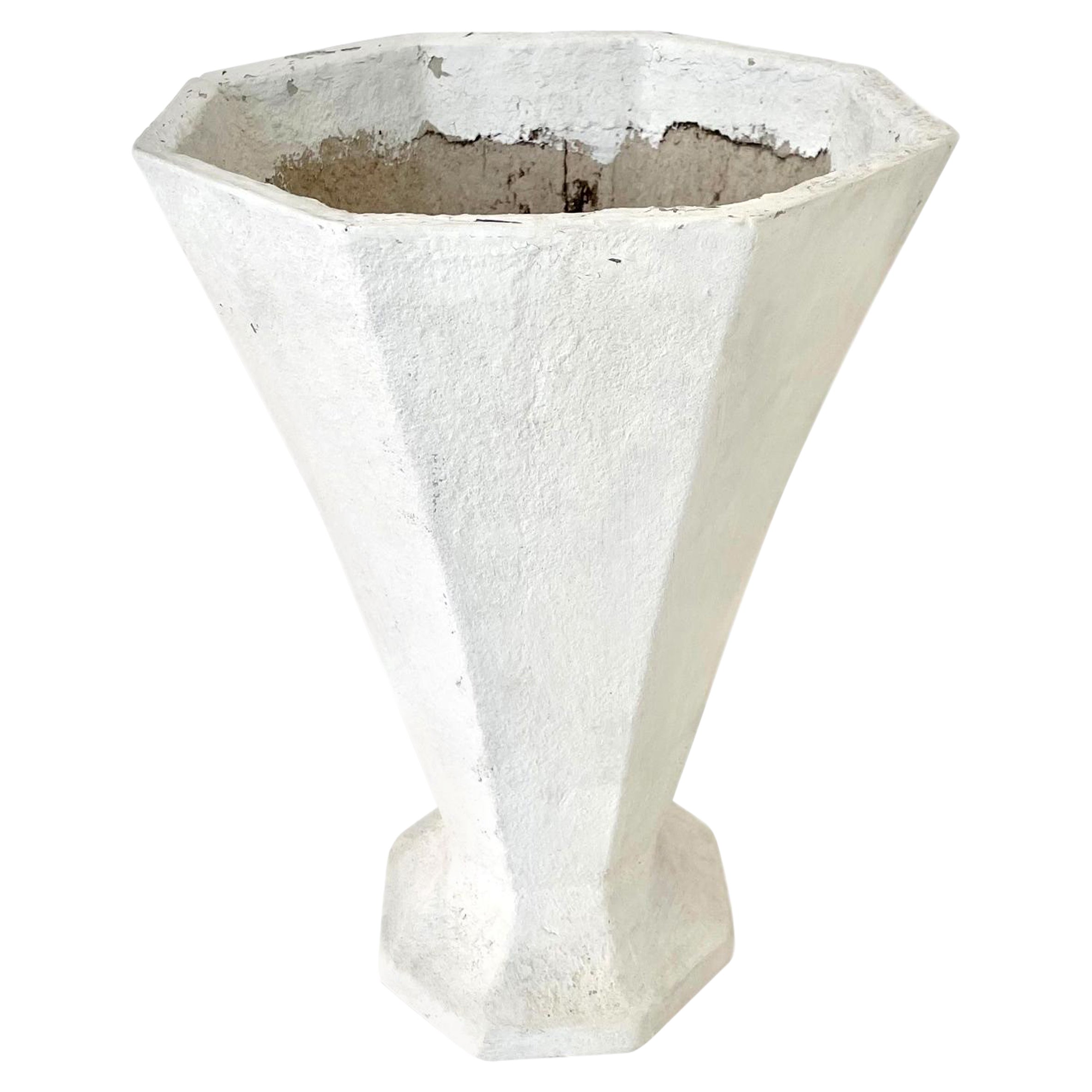Willy Guhl Concrete Octagonal Vase For Sale