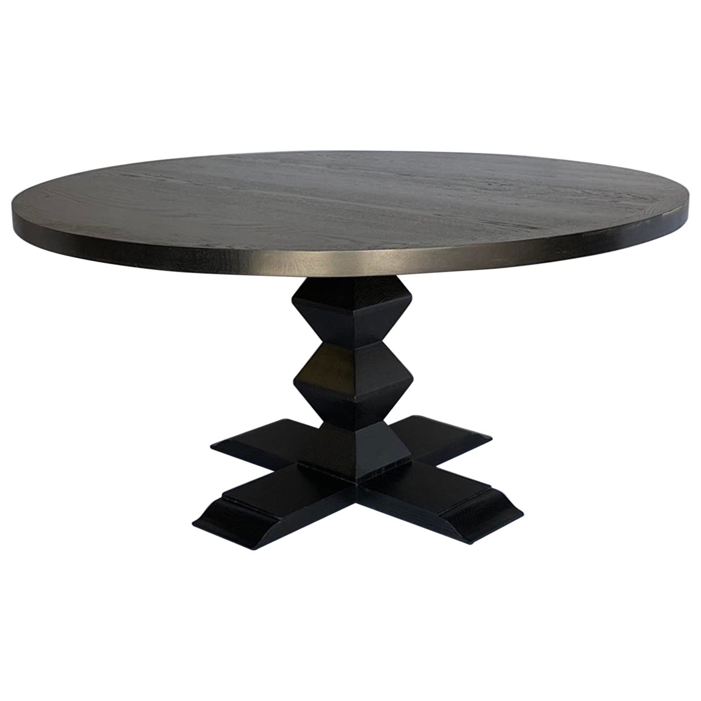 Solid Oak Portuguese Pedestal Table by Dos Gallos