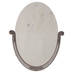 Vintage French Deco Oval Wall Mirror, circa 1930s