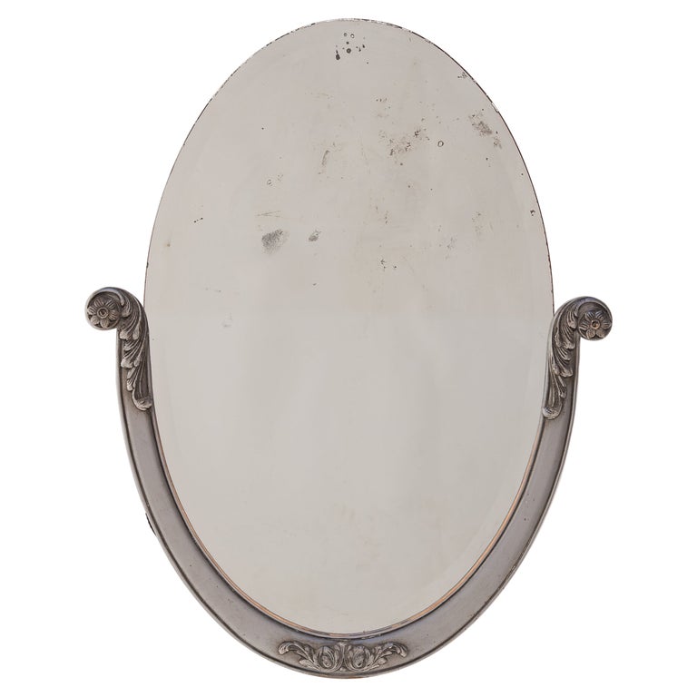 French Deco Oval Wall Mirror, circa 1930s For Sale