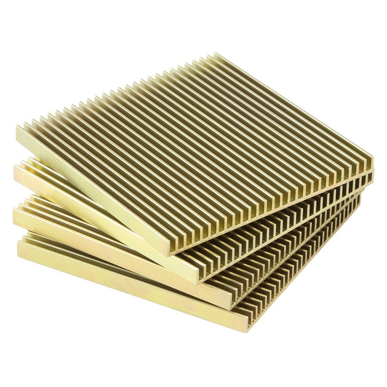 Fin Coasters from Souda, In Stock, Set of Four, Gold, Modern, Minimal For Sale