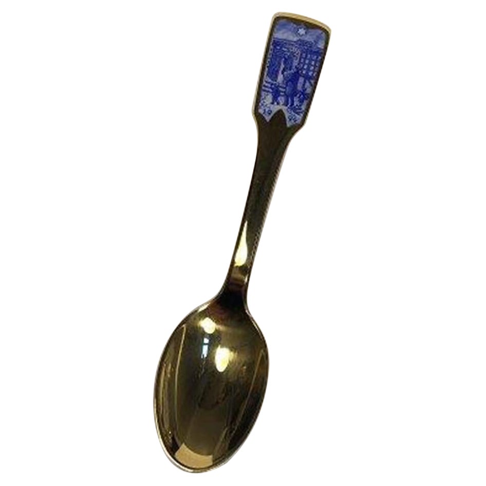 Royal Copenhagen 1994 Annual Gilded Spoon with Enamel For Sale