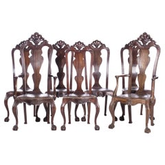 Antique Five Chairs and Two Armchairs Portuguese of the 18th Century