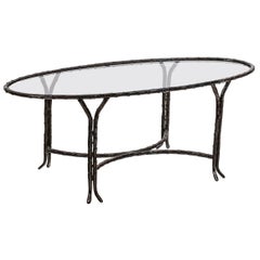 Patinated Bronze Coffee Table in Oval Shape, 1970's