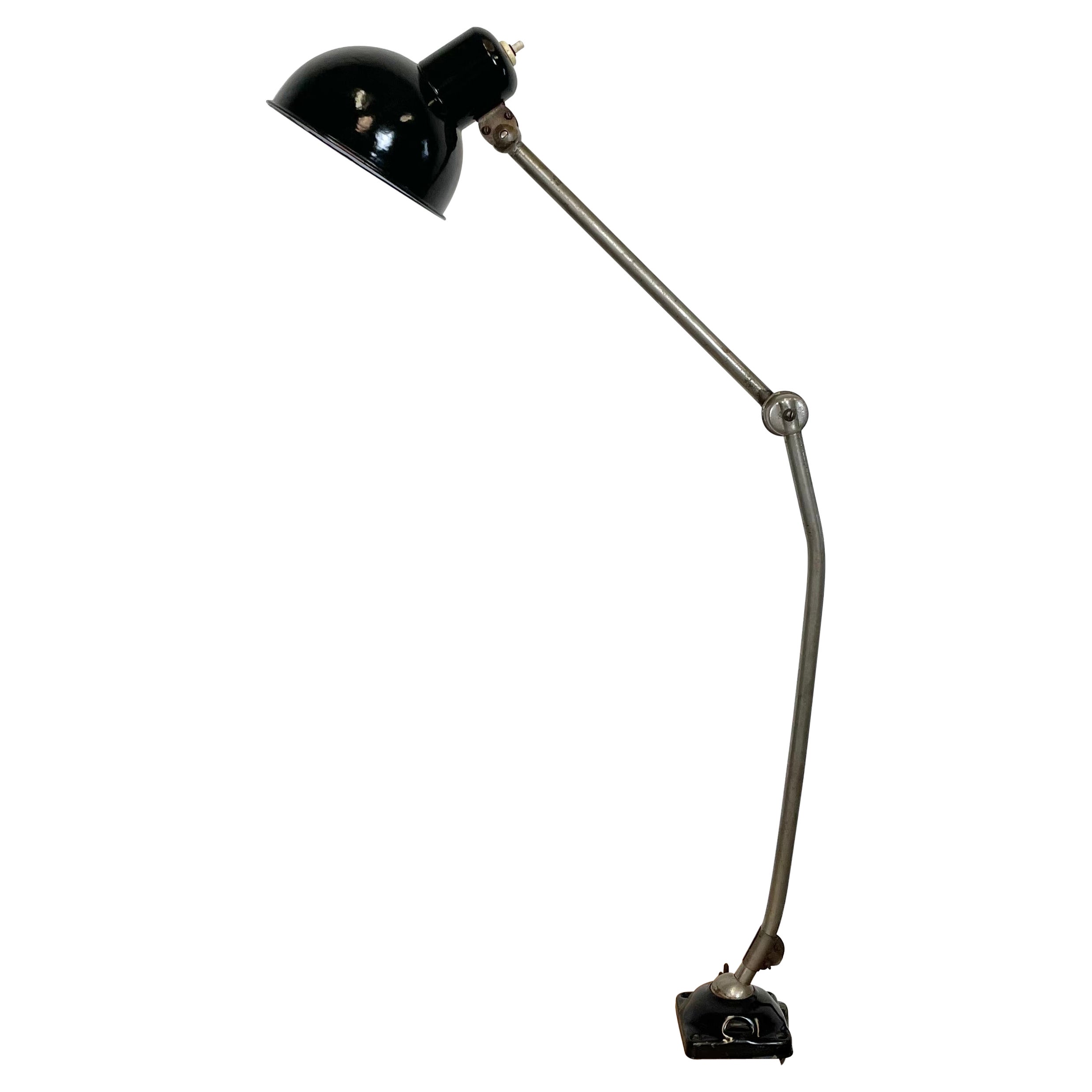 Industrial Black Enamel Desk Lamp, 1950s