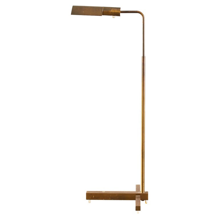Caa Patinated Brass Height, Brass Adjustable Pharmacy Floor Lamp