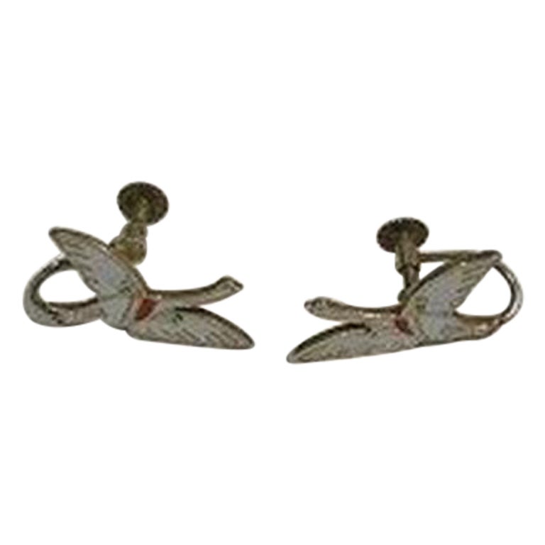 Erik Magnussen Sterling Silver/Enamel Earrings'Screws', The Nordic Swans For Sale