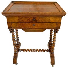 Fine Quality Antique Victorian Burr Walnut Work Table