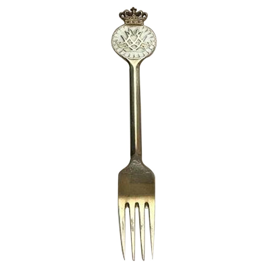 Anton Michelsen Commemorative Fork in Gilded Sterling Silver from 1967 For Sale