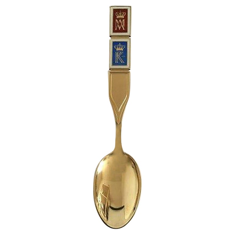 Anton Michelsen Commemorative Spoon in Gilded Sterling Silver from 1964 For Sale