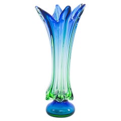 1960s Belgian Blue Art Glass Vase