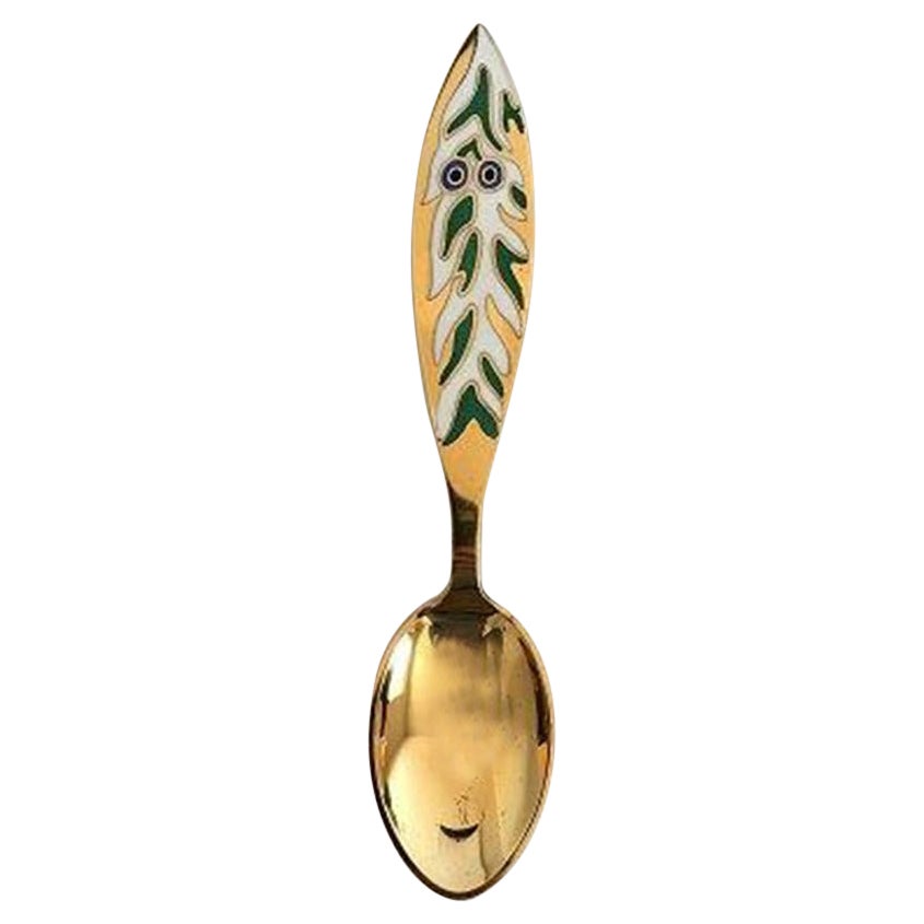 A. Michelsen Christmas Spoon in Gilded Sterling Silver with Enamel For Sale
