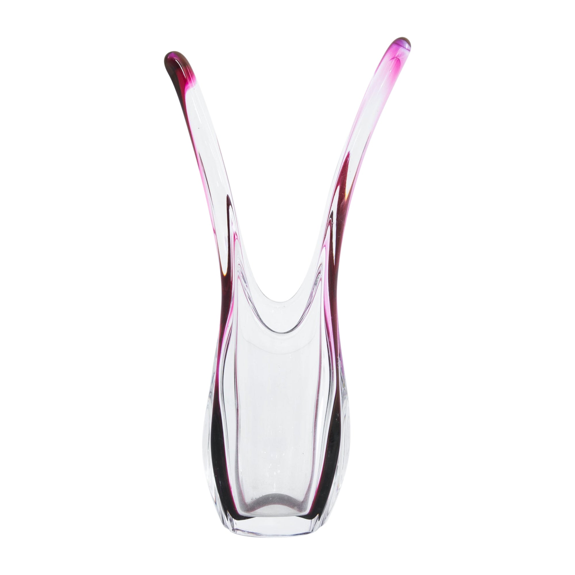 1960s Belgian Pink Art Glass Vase