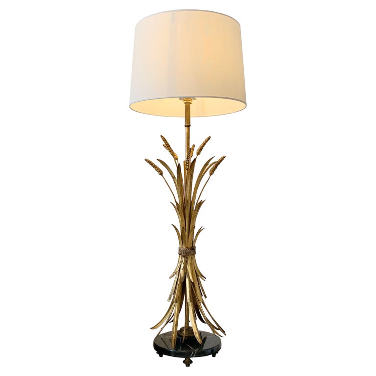 Magnificent Large Italian Wheatsheaf Table Lamp on Marble Base For Sale