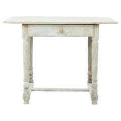 Antique Belgian Country Bleached Oak Side Table