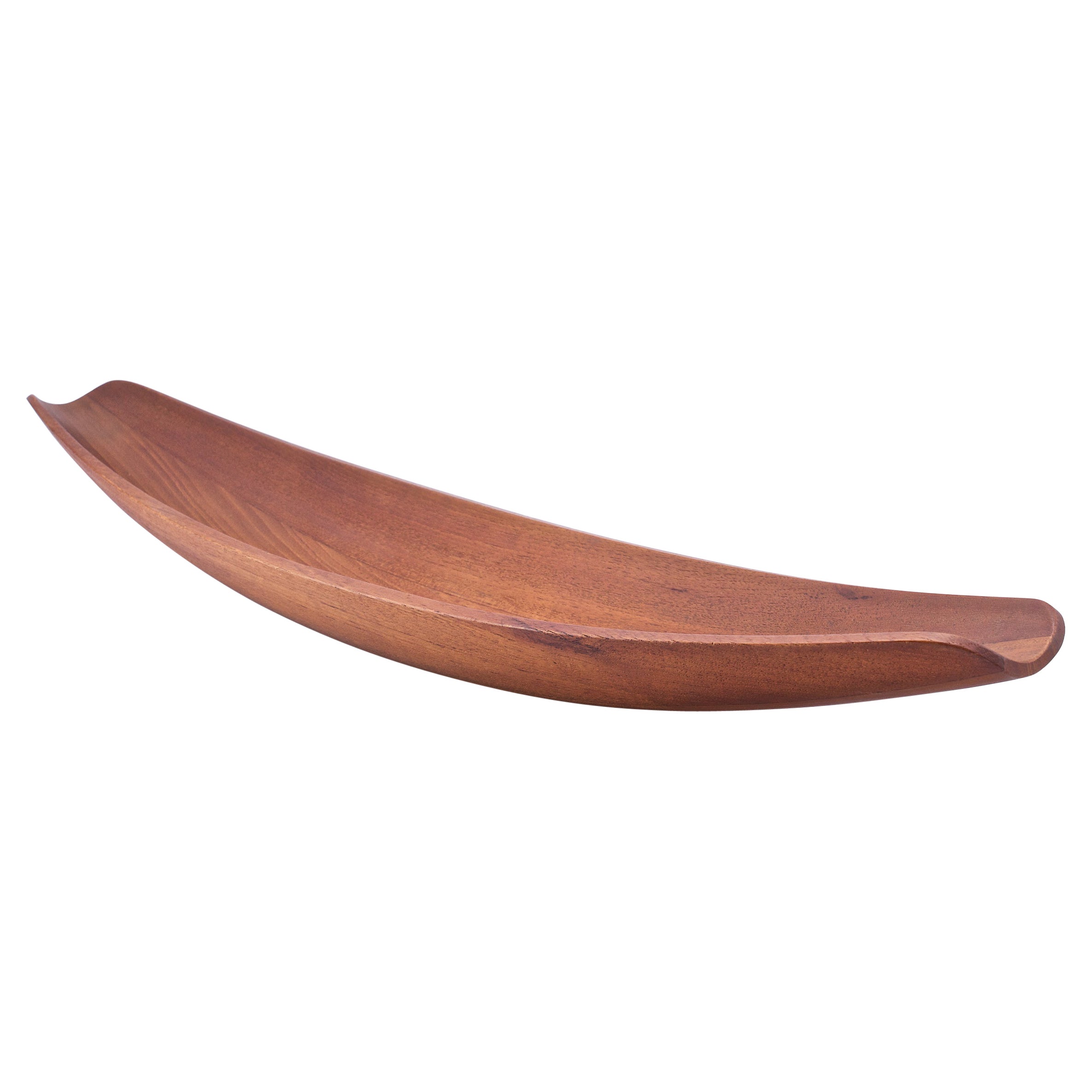 1950s Scandinavian Cabinmodern Teak Sculptural Canoe Long Bowl Danish For Sale