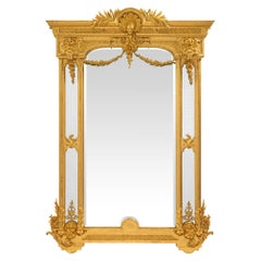 Italian 19th Century Louis XVI Style Giltwood Double Framed Mirror