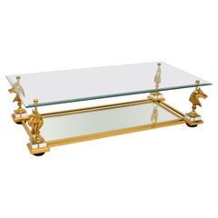 1970's Vintage Brass & Glass Coffee Table
