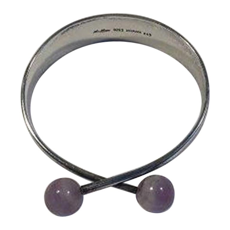 Hans Hansen Sterling Silver Bracelet No 243 Purple Quartz For Sale