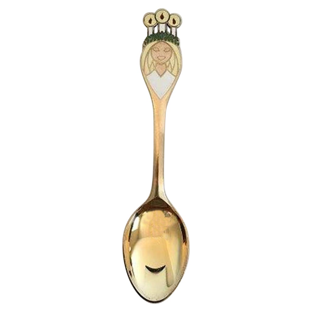 A. Michelsen Christmas Spoon 1959 in Gilded Sterling Silver with Enamel For Sale