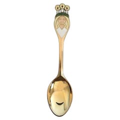 Vintage A. Michelsen Christmas Spoon 1959 in Gilded Sterling Silver with Enamel