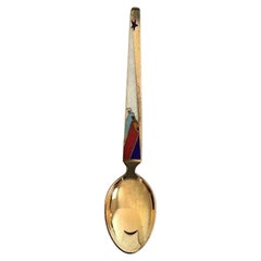 A. Michelsen Christmas Spoon 1958 in Gilded Sterling Silver with Enamel