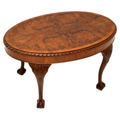 Antique Burr Walnut Oval Coffee Table