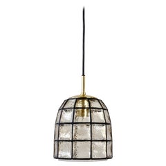 Limburg Mid-Century Retro Glass and Brass Bell Pendant Light / Lamp, 1960s