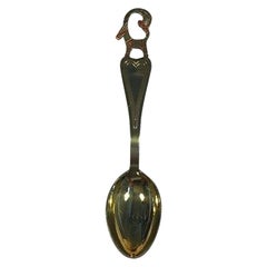 A. Michelsen Christmas Spoon 1948 in Gilded Sterling Silver with Enamel