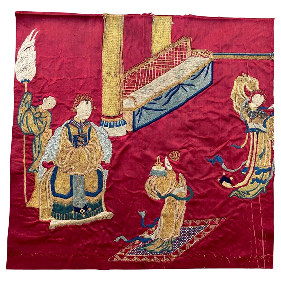 Bobyrug’s Antique Chinese Silk and Metal Embroidery For Sale